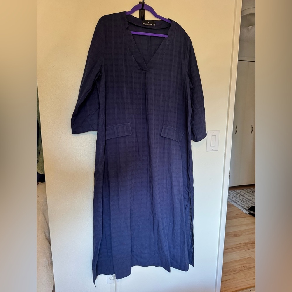Pomander Place Tuckernuck Carolina Caftan Maxi Blue Navy XXL Plus EUC - Picture 5 of 12